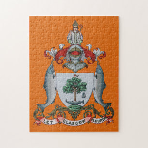Vintage Orange Glasgow-Wappen Puzzle