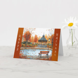 Vintage Orange Herbst Pavillon Bank Thanksgiving Karte