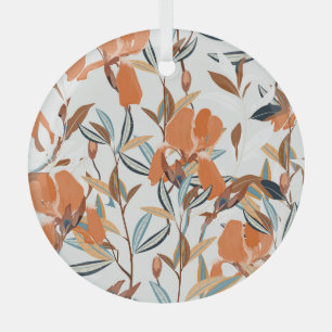 Vintage Orange Iris Blumenmuster Ornament Aus Glas