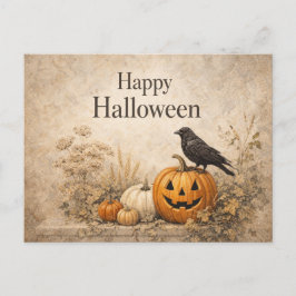 Vintage Orange Kürbisse Halloween Feiertagspostkarte