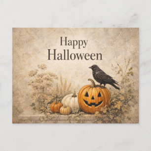 Vintage Orange Kürbisse Halloween Feiertagspostkarte