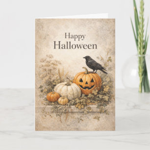 Vintage Orange Kürbisse Halloween Karte