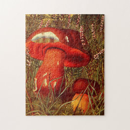 Vintage Orange Mushrooms - Boletus Luridus Puzzle