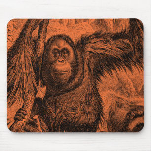 Vintage orange Orang-Utan Illustration - Affe Mousepad