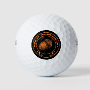 Vintage Orange Schwarze Sprichwort Eiche Eichel Bl Golfball