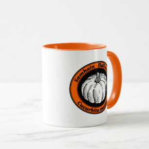 Vintage Orange Schwarzer Halloween-Kürbis Tinten-K Tasse