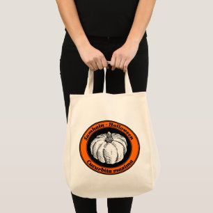 Vintage Orange Schwarzer Halloween-Kürbis Tinten K Tragetasche
