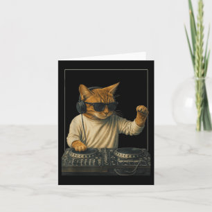Vintage Orange Tabby Cat Playing Music Karte