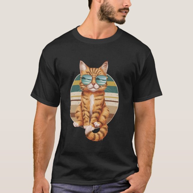 Vintage Orange Tabby Katze T-Shirt (Vorderseite)