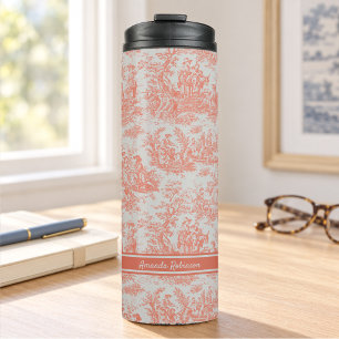 Vintage orange Toile-de-Jouy-Druck Thermosbecher