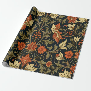 Vintage Orange- und Gelb-Blumenmuster Geschenkpapier