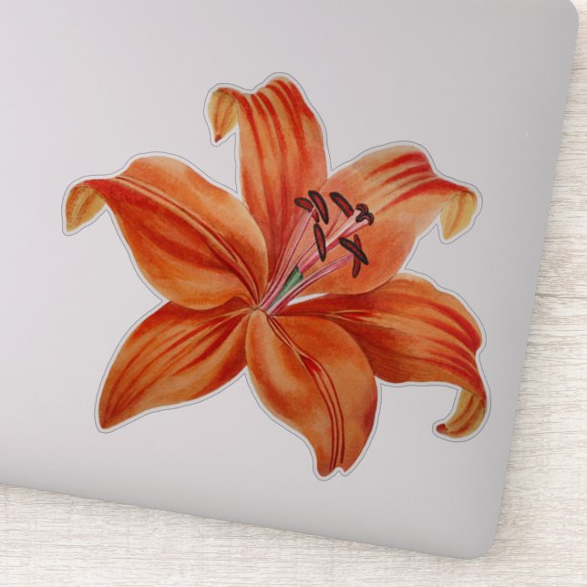 Vintage Orange- und Rote Lippe Blume Aufkleber (Detail)