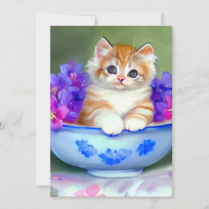 Vintage Orange- und White Kitten-Illustration Ankündigung