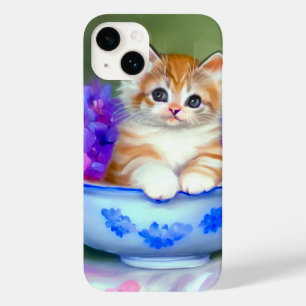 Vintage Orange- und White Kitten-Illustration Case-Mate iPhone 14 Hülle