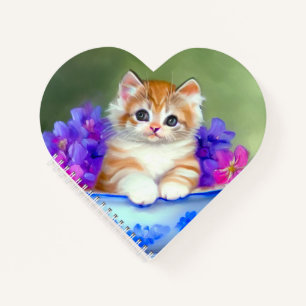 Vintage Orange- und White Kitten-Illustration Notizbuch