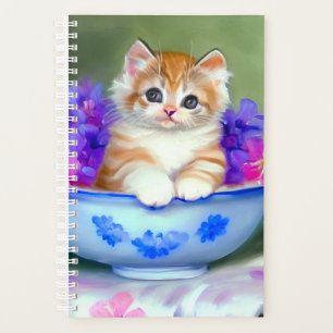 Vintage Orange- und White Kitten-Illustration Planer