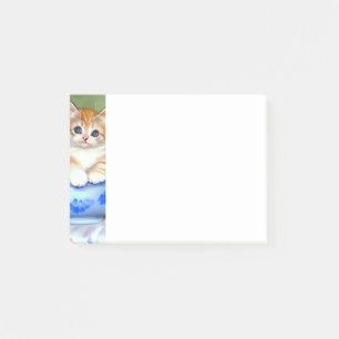 Vintage Orange- und White Kitten-Illustration Post-it Klebezettel