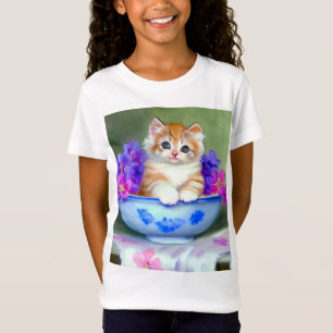 Vintage Orange- und White Kitten-Illustration T-Shirt