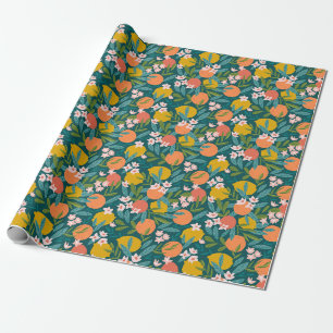 Vintage Orange- und Zitronenblütenmuster Geschenkpapier
