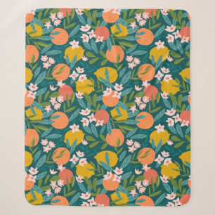 Vintage Orange- und Zitronenblütenmuster Sherpadecke
