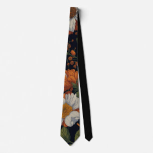Vintage Orange weiße elegante Retro-Blumen Krawatte