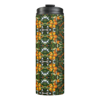 Vintage Orange Zitrus Botanical Grünes Muster Thermosbecher