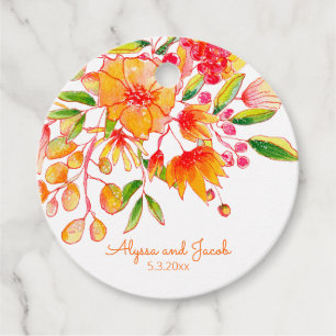 Vintage Orangefarbene Blume Personalisiert Geschenkanhänger