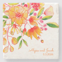 Vintage Orangefarbene Blume Personalisiert