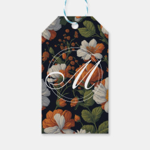 Vintage Orangefarbene, elegante Blume Geschenkanhänger