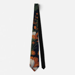 Vintage Orangefarbene, elegante Blume Krawatte