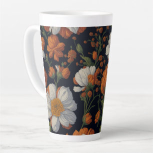 Vintage Orangefarbene, elegante Retro-Blume Milchtasse