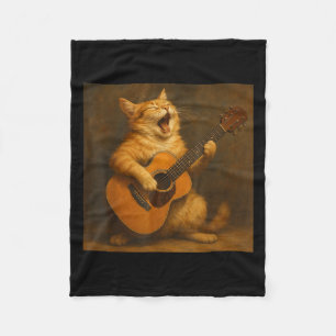 Vintage orangefarbene getigerte Katze spielt Gitar Fleecedecke