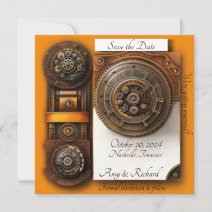 Vintage Orangefarbene Save the Date-Karte Date