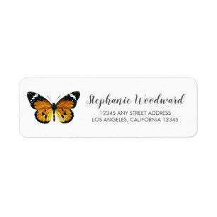 Vintage orangefarbene Schmetterling-Schrift Rückse