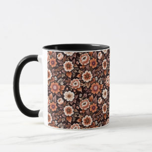 Vintage orangefarbenes Blumenmuster-Geschenkpapier Tasse