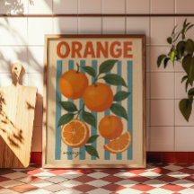 Vintage Orangen Botanische Wandkunst | Zitrus Küch
