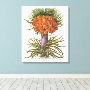 Vintage Orangen-Fritillarien-Blumen Basilius Besle Leinwanddruck