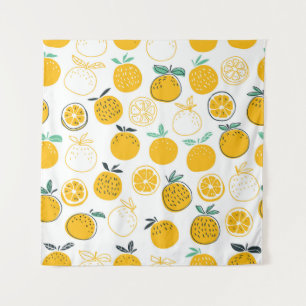 Vintage Orangen Früchte Nahtlose Illustration Wandteppich