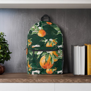Vintage-Orangen-Obstgarten und Blütenpracht Bedruckter Rucksack