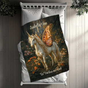 Vintage Orangen- und Weißmärchenpegasus Fleecedecke