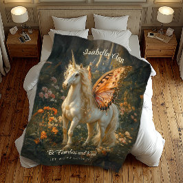 Vintage Orangen- und Weißmärchenpegasus Fleecedecke