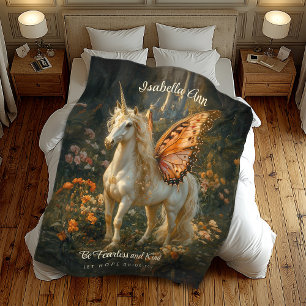 Vintage Orangen- und Weißmärchenpegasus Fleecedecke