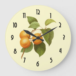 Vintage OrangenAprikosen Zeichnend Wasserfarbe Große Wanduhr
