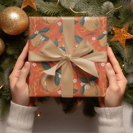 Vintage Orangenfarben Nahtloses Muster Geschenkpapier