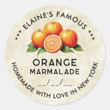 Vintage-Orangenmarmelade-Aufkleber mit Datum