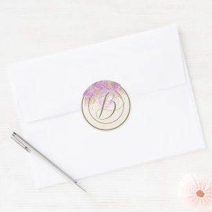 Vintage-Orchidee-Ombre-Schleife und -Bouquet Runder Aufkleber