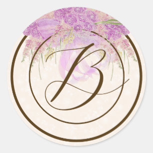 Vintage-Orchidee-Ombre-Schleife und -Strauß-RB Runder Aufkleber