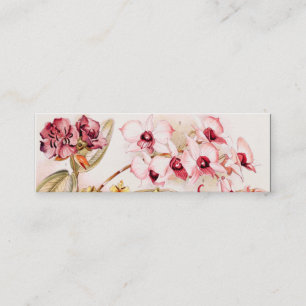 Vintage Orchideen-rosa Blumen-alte Illustration Mini Visitenkarte