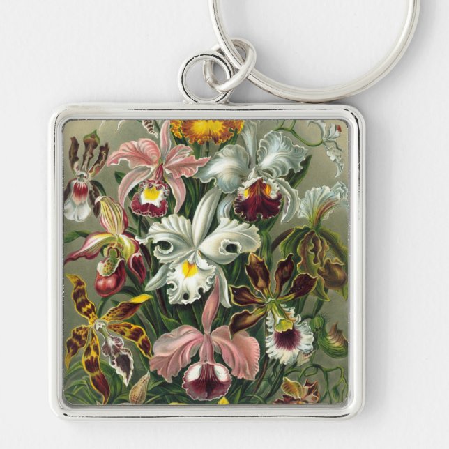 Vintage Orchideen Schlüsselanhänger (Vorne)