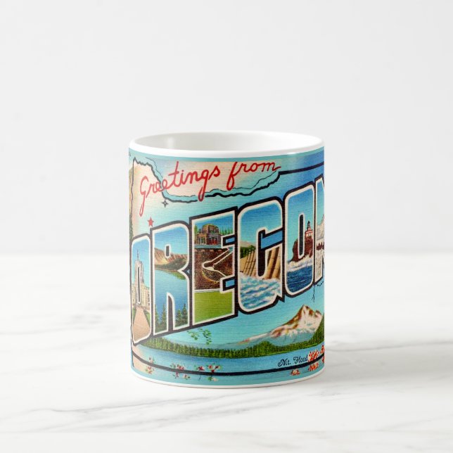Vintage Oregon Grußkarte Kaffeetasse (Mittel)